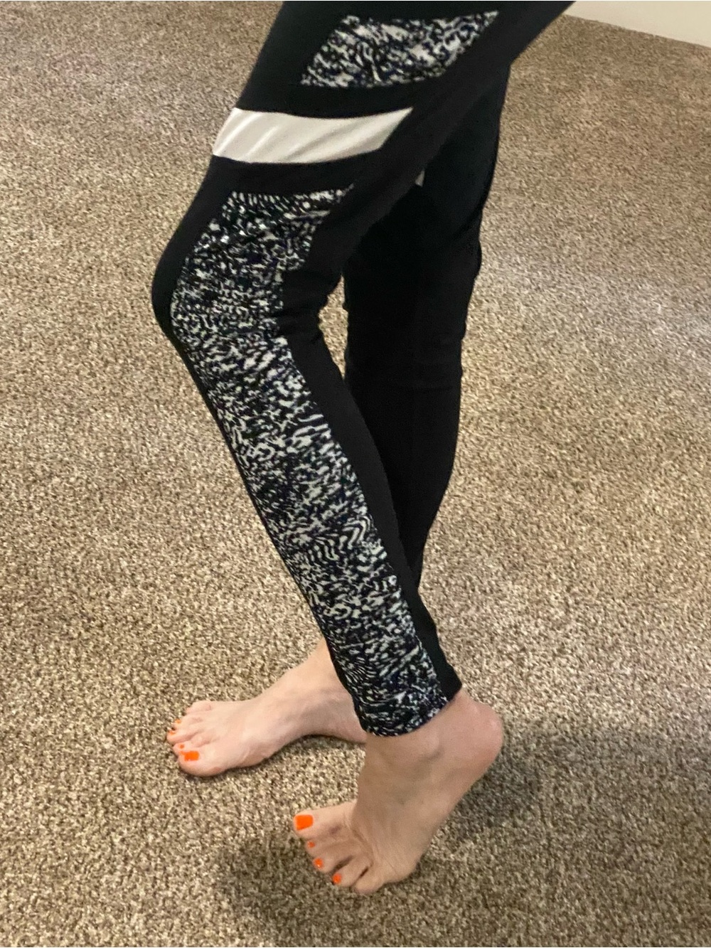 Champion Black Active Leggings with Gray Marled Side Stitch